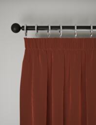 M&S Velvet Pencil Pleat Curtains Terracotta