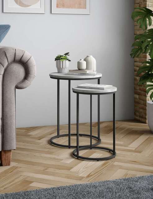 Gallery Direct Farley Marble Nest of Tables White Mix