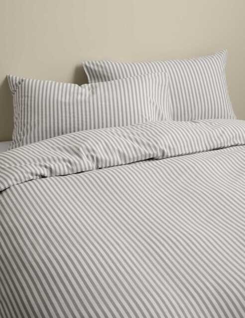 M&S Cotton Blend Simple Stripe Bedding Set Marble