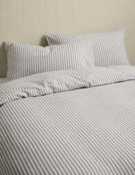 M&S Cotton Blend Simple Stripe Bedding Set Marble