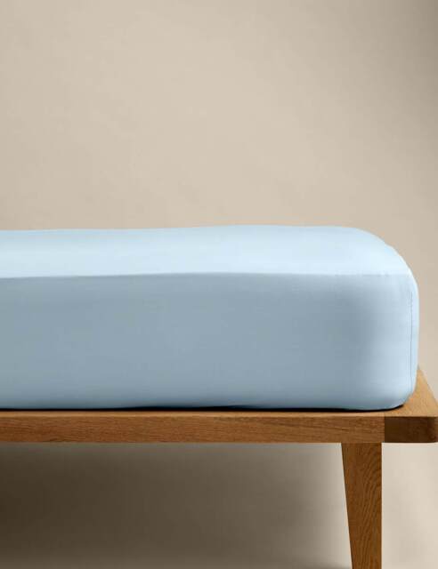 M&S Stay Cool Lyocell Rich Fitted Sheet Dusty Blue