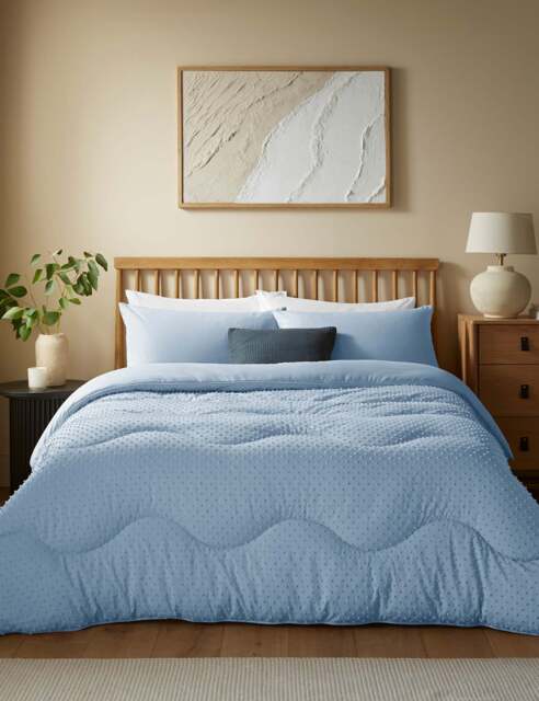 Nightlark Tufted Dots Coverless Duvet and Pillowcases Light Blue
