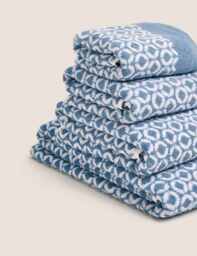 M&S Pure Cotton Repeat Links Towel Chambray