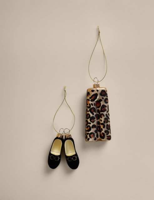 M&S 2 Pack Glass Leopard Print Fashion Baubles Multi