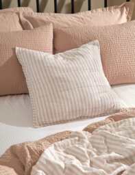 YARD Hebden Striped Cotton Cushion Light Pink Mix