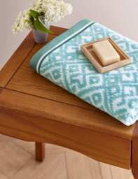 Bedeck of Belfast Pure Cotton Aldin Geometric Towel Blue Mix