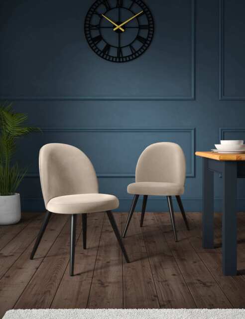 M&S Collection Set of 2 Velvet Dining Chairs - Mink, Mink
