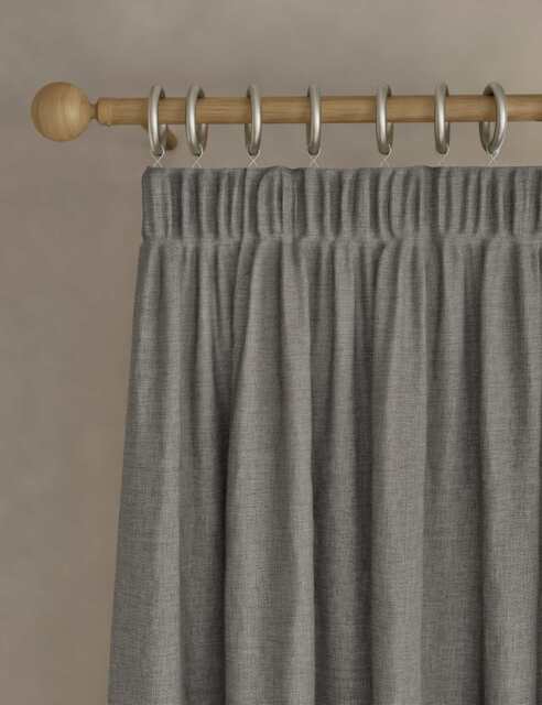 M&S Isabelle Pencil Pleat Blackout Curtains Light Grey