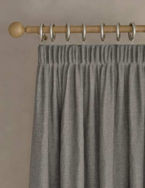 M&S Isabelle Pencil Pleat Blackout Curtains Light Grey