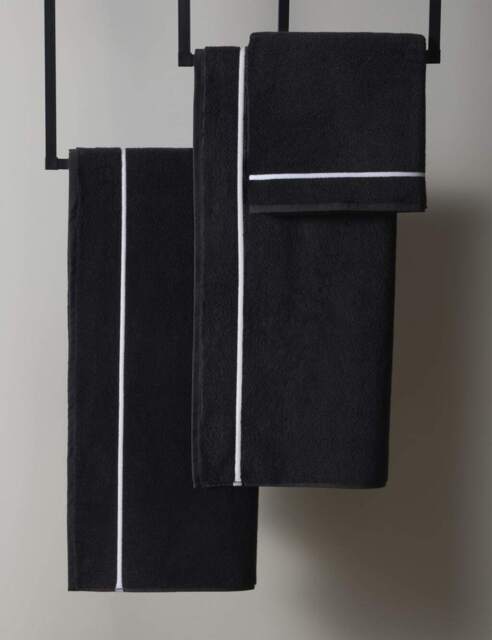 M&S X Kelly Hoppen Beretta Stitch Towel Black/White