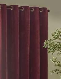 YARD Chenille Velvet Eyelet Curtains Burgundy