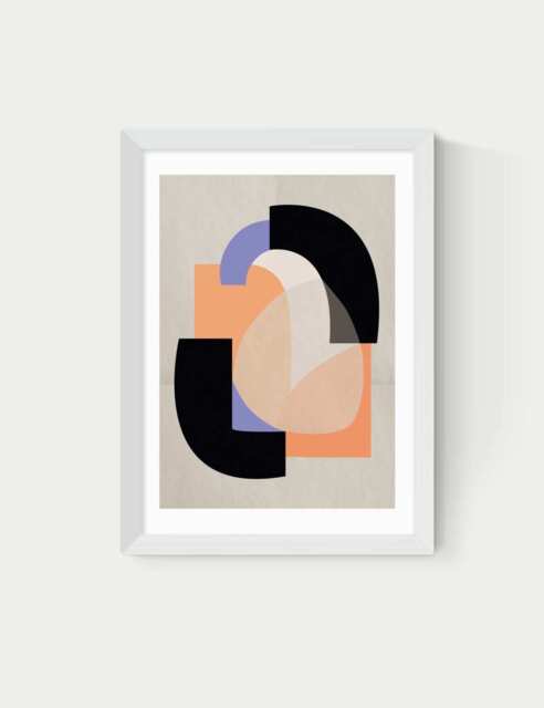 East End Prints Playful Shapes Framed Art White