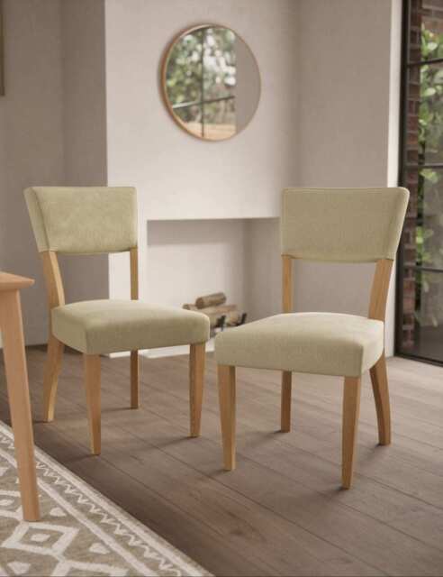 M&S Set of 2 Riley Oak Dining Chairs Natural