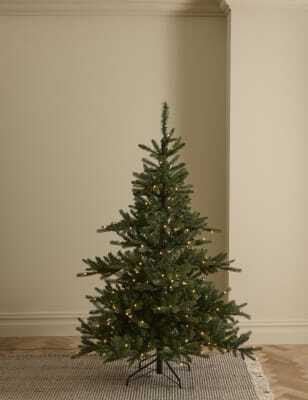 M&S Collection 6ft Pre-Lit Noble Christmas Tree - Green, Green