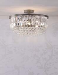Laura Ashley Rhosill Crystal Semi Flush Ceiling Light Silver