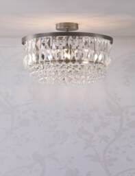 Laura Ashley Rhosill Crystal Semi Flush Ceiling Light Silver