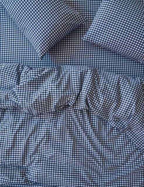 Piglet In Bed Washed Cotton Gingham Duvet Cover Blue Mix