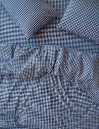 Piglet In Bed Washed Cotton Gingham Duvet Cover Blue Mix