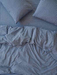 Piglet In Bed Washed Cotton Gingham Duvet Cover Blue Mix