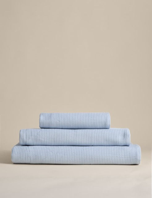 M&S Pure Cotton Reverse Waffle & Terry Towel Dusty Blue