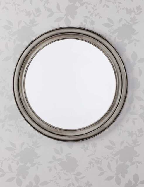 Laura Ashley Tate Wooden Round Wall Mirror Grey