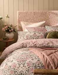 Laura Ashley Set of 2 Pure Cotton Rose Brick Pillowcases Pink Mix