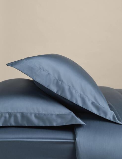 M&S 2 Pack Egyptian Cotton 400 Thread Count Silky Oxford Pillowcases Slate Blue
