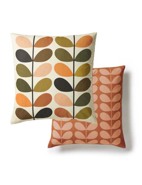Orla Kiely Pure Cotton Multi Stem Cushion Orange Mix