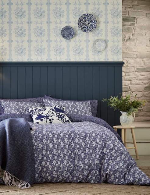Burleigh X Bedeck Of Belfast Pure Cotton Calico Bedding Set Blue