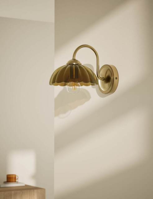 M&S Glass Scallop Wall Light Green