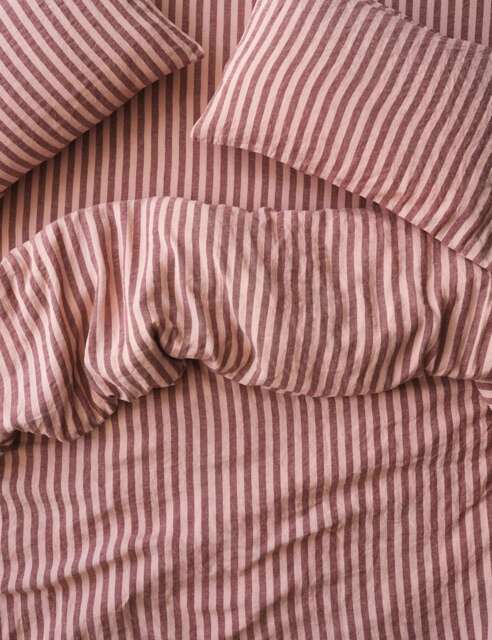 Piglet In Bed Linen Rich Pembroke Stripe Duvet Cover Red Mix