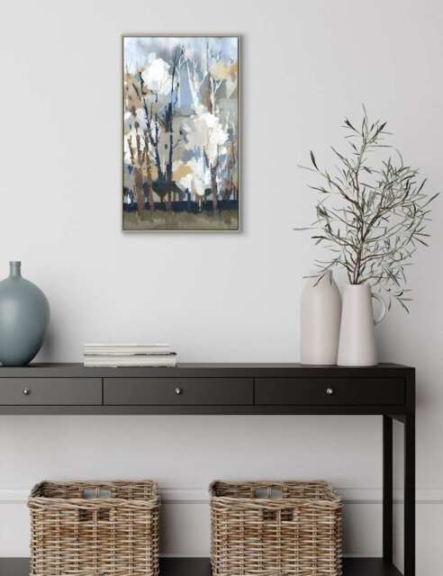 Gallery Direct Silversong Birch Rectangle Framed Canvas Blue Mix