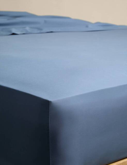 M&S Egyptian Cotton Deep Fitted Sheet Slate Blue