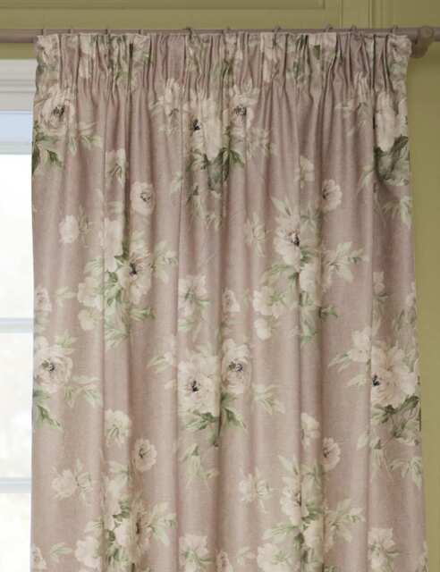 Sanderson Adele Chenille Pencil Pleat Curtains Pink Mix