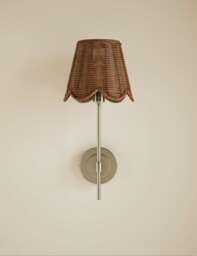 M&S Wicker Scalloped Wall Light Natural