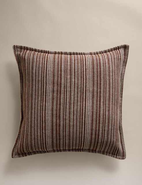 M&S Pure Cotton Woven Striped Cushion Amber