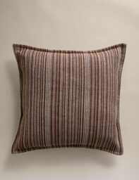 M&S Pure Cotton Woven Striped Cushion Amber
