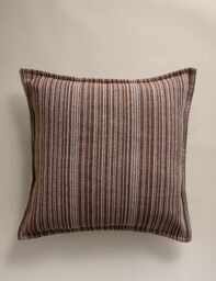 M&S Pure Cotton Woven Striped Cushion Amber