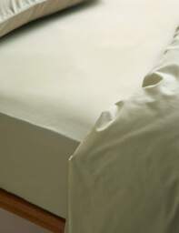 M&S Body Sensor™ Pure Cotton Fitted Sheet Green