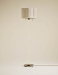 M&S Scallop Pleated Shade Brass Base Floor Lamp Antique Brass