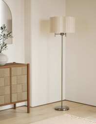 M&S Scallop Pleated Shade Brass Base Floor Lamp Antique Brass