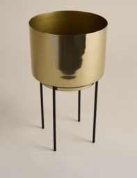 M&S Medium Gold Planter with Stand Gold