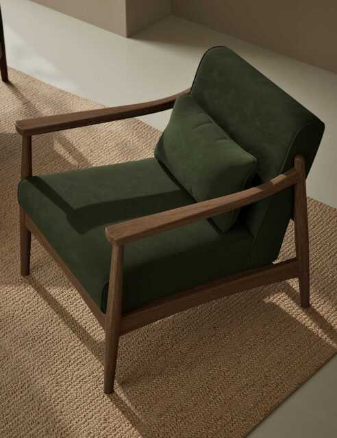 Gallery Direct Sherwood Dark Oak Velvet Accent Chair Dark Green