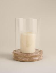 M&S Marble Hurricane Candle Holder Natural