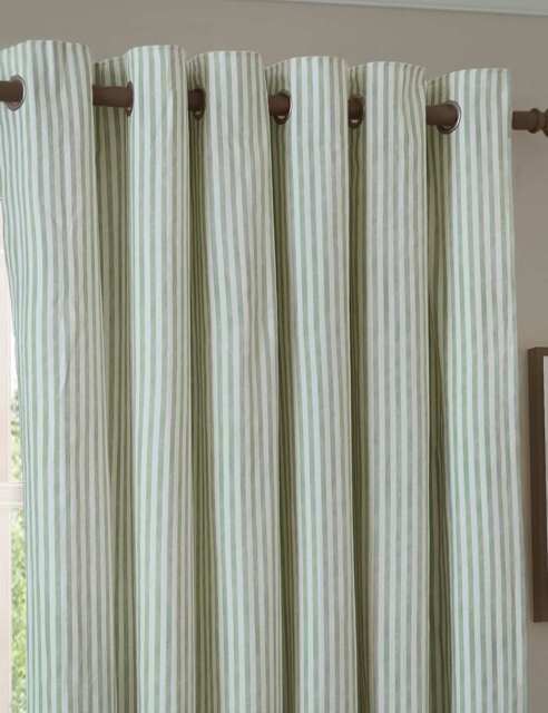 YARD Hebden Striped Blackout Eyelet Curtains Green Mix
