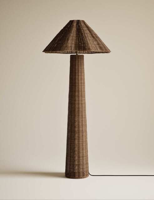M&S Wicker Scallop Flare Floor Lamp Natural