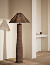 M&S Wicker Scallop Flare Floor Lamp Natural