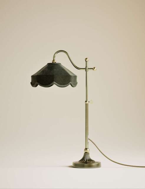 M&S Winnie Velvet Table Lamp Green