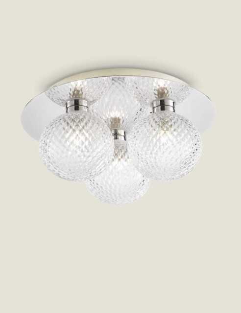 Laura Ashley Prague Faceted Glass Flush Ceiling Light Silver