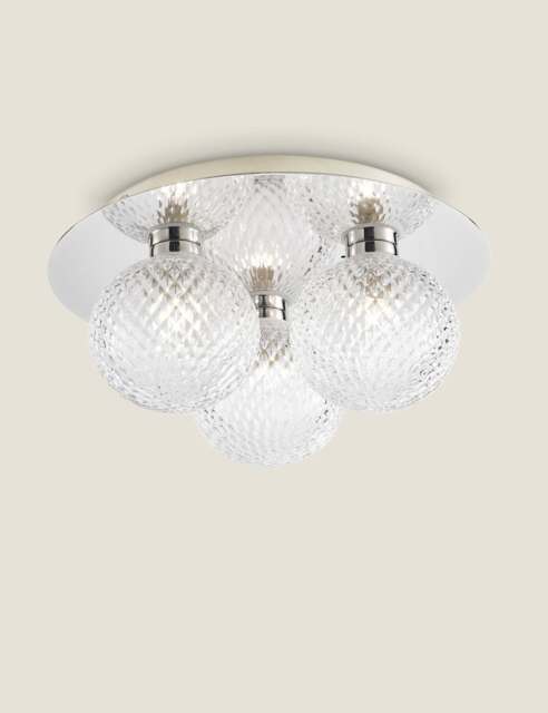 Laura Ashley Prague Faceted Glass Flush Ceiling Light Silver